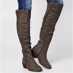 Buckle Brown Knee-High Women's Boots